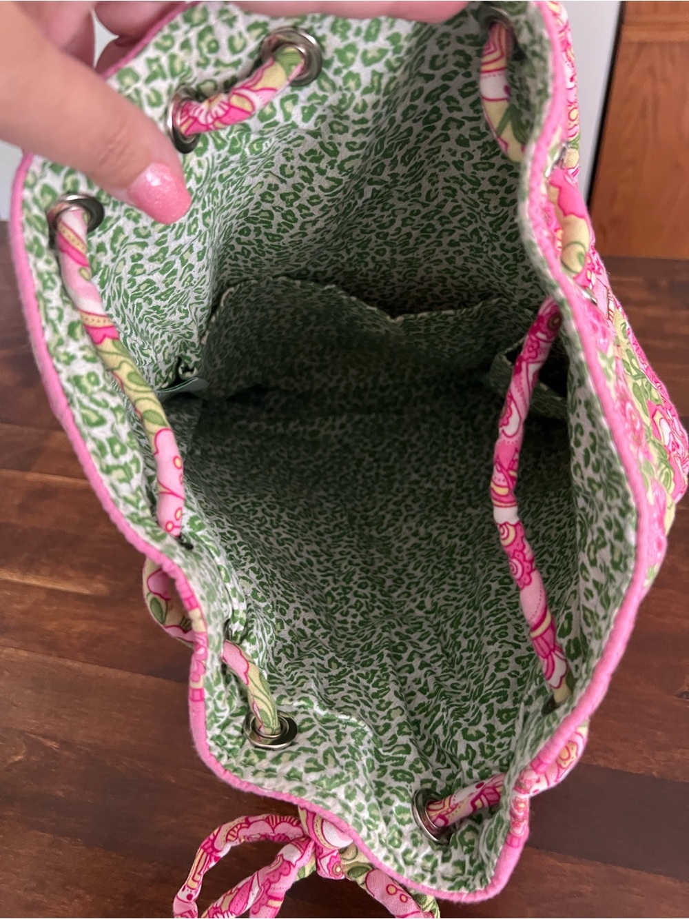 Vera Bradley Petal Pink Drawstring Backpack (retired) - Picture 6 of 7